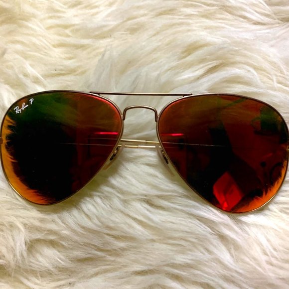 Pink/Orange Polarized Ray-Ban Aviators main image 4